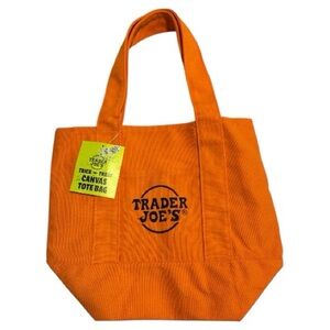 Trader Joes Mini Tote Halloween Trick or Treat Bag Orange Canvas NWT